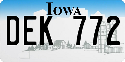 IA license plate DEK772