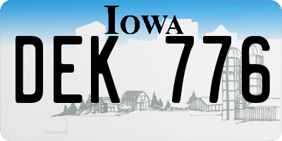 IA license plate DEK776