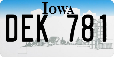 IA license plate DEK781