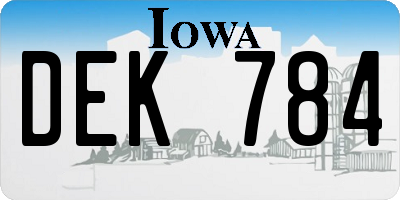 IA license plate DEK784