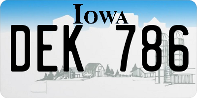 IA license plate DEK786