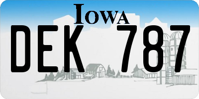 IA license plate DEK787