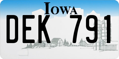 IA license plate DEK791