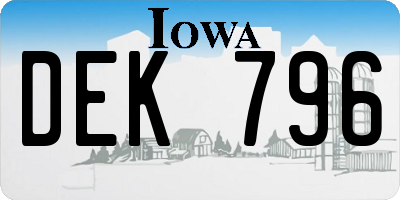 IA license plate DEK796