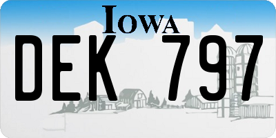 IA license plate DEK797