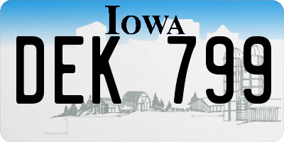 IA license plate DEK799