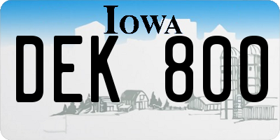 IA license plate DEK800