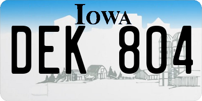 IA license plate DEK804