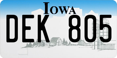 IA license plate DEK805