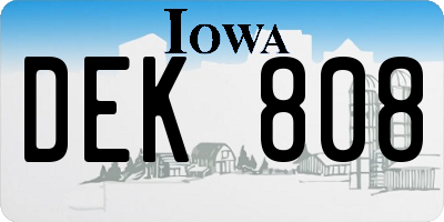 IA license plate DEK808