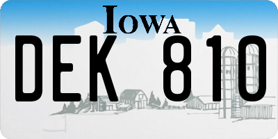 IA license plate DEK810