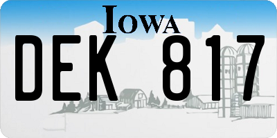IA license plate DEK817