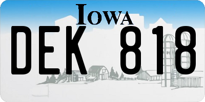 IA license plate DEK818