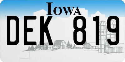 IA license plate DEK819