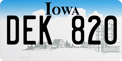 IA license plate DEK820