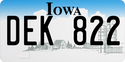 IA license plate DEK822