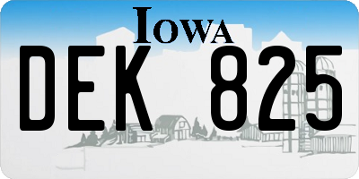 IA license plate DEK825