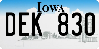 IA license plate DEK830