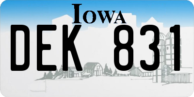 IA license plate DEK831