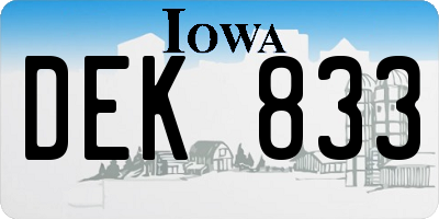 IA license plate DEK833