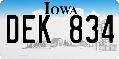 IA license plate DEK834
