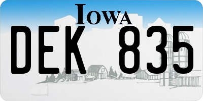 IA license plate DEK835