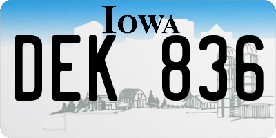 IA license plate DEK836