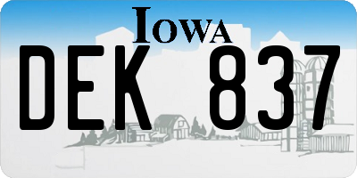 IA license plate DEK837