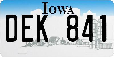 IA license plate DEK841