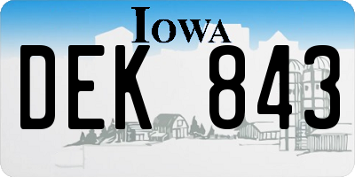 IA license plate DEK843