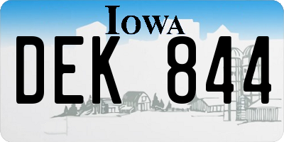 IA license plate DEK844