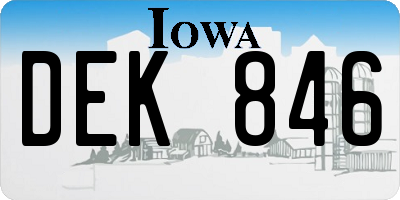 IA license plate DEK846