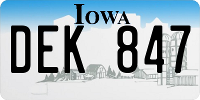 IA license plate DEK847
