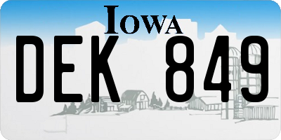 IA license plate DEK849