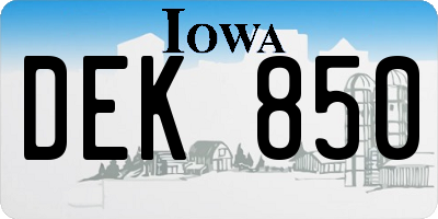 IA license plate DEK850