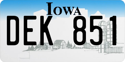 IA license plate DEK851