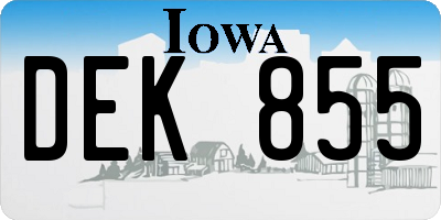 IA license plate DEK855