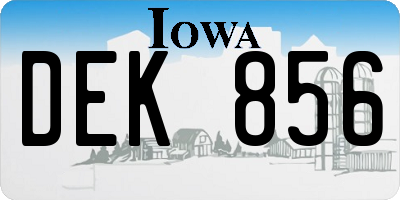 IA license plate DEK856