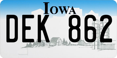 IA license plate DEK862