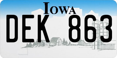 IA license plate DEK863