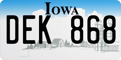 IA license plate DEK868