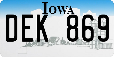 IA license plate DEK869