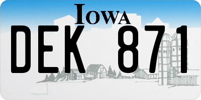 IA license plate DEK871