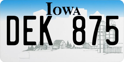 IA license plate DEK875