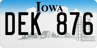 IA license plate DEK876