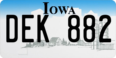 IA license plate DEK882