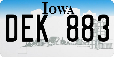 IA license plate DEK883