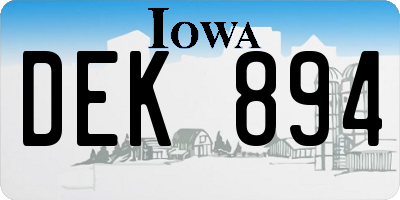 IA license plate DEK894