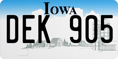 IA license plate DEK905