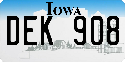IA license plate DEK908